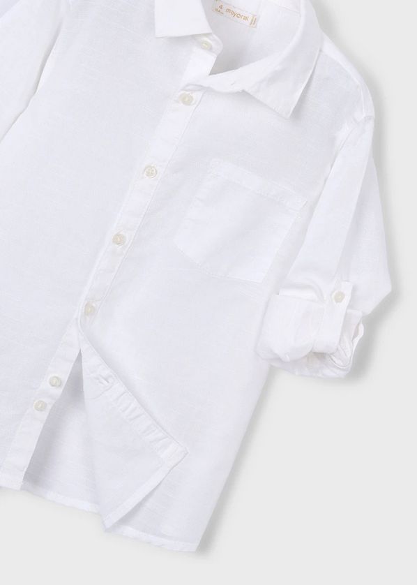 Mayoral 3119 Boy's Junior Long Sleeve Textured Linen Dress Shirt