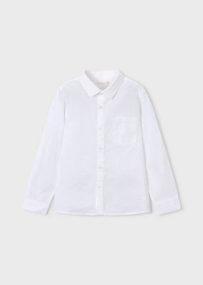 Mayoral 3119 Boy's Junior LS Textured Linen Dress Shirt/