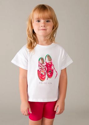 Mayoral 3731 Girl's Youth Short Sleeve Dolce Vita, Sneaker Print T-Shirt & Legging Set 2PC – Persimon