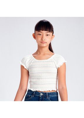 Mayoral 6015 Girl's Youth Floral Lace Trim Tank Top/BLANCO