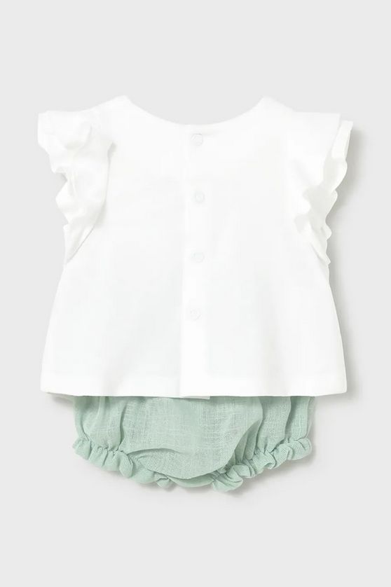 Mayoral 1289 Baby Girl's SL Chiffon Flower Top & Short Set 2PC – Aqua