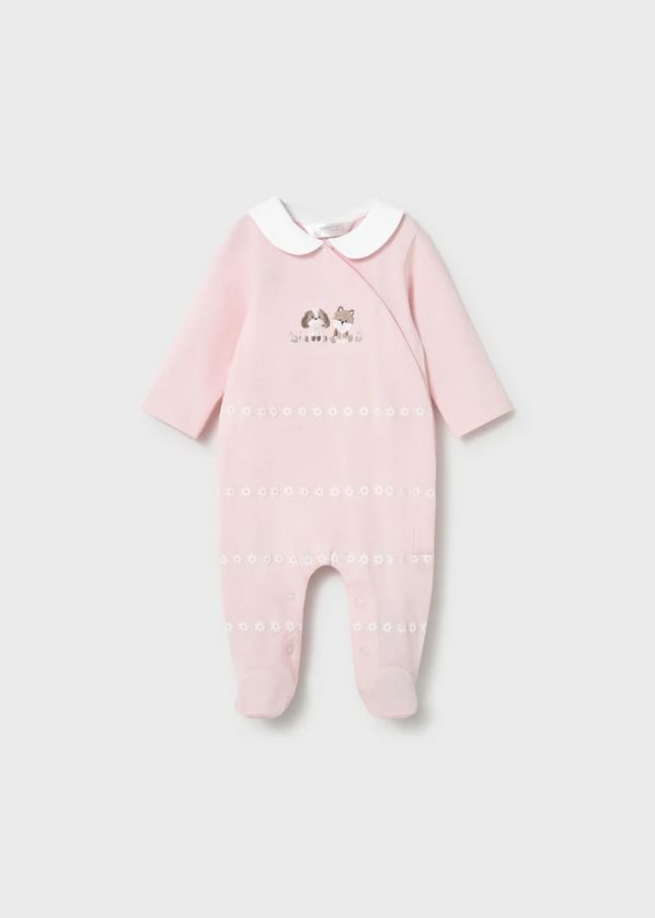 Mayoral 1703 Baby Girl's Long Sleeve Footed Onesie
