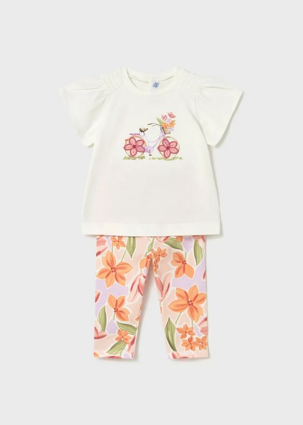 Mayoral 1747 Girl's Junior Short Sleeve Bicycle T-Shirt & Floral Legging Set 2PC – Blossom