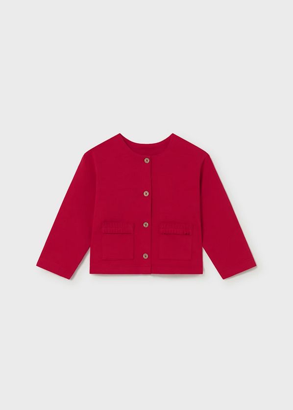 Mayoral 1749 Baby Girl's Seagull Print Short Sleeve T-shirt, Red Cardigan & Pants Set 3PC – Rojo