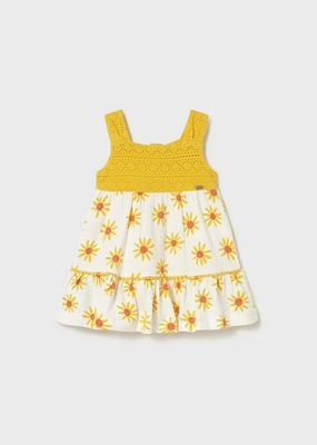 Mayoral 1926 Baby Girl's Guipure Lace & Yellow Daisy Dress/MIMOSA