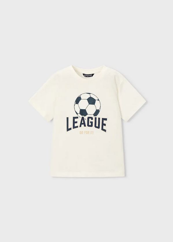 Mayoral 3074/ 3209 Boy's Jr Soccer Ball Top & Shorts /2 PC – White-Beige