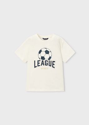Mayoral 3074/ 3209 Boy's Jr Soccer Ball Top & Shorts /2 PC/ WHITE-BEIGE