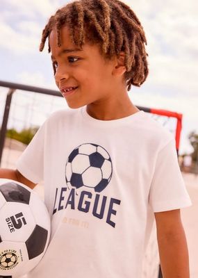 Mayoral 3074/ 3209 Boy's Jr Soccer Ball Top & Shorts /2 PC/ WHITE-BEIGE