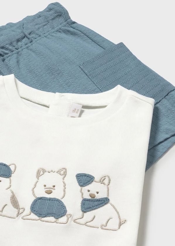 Mayoral 1665 Boy's Junior Embroidered Dog T-Shirt & Short Set – Jade