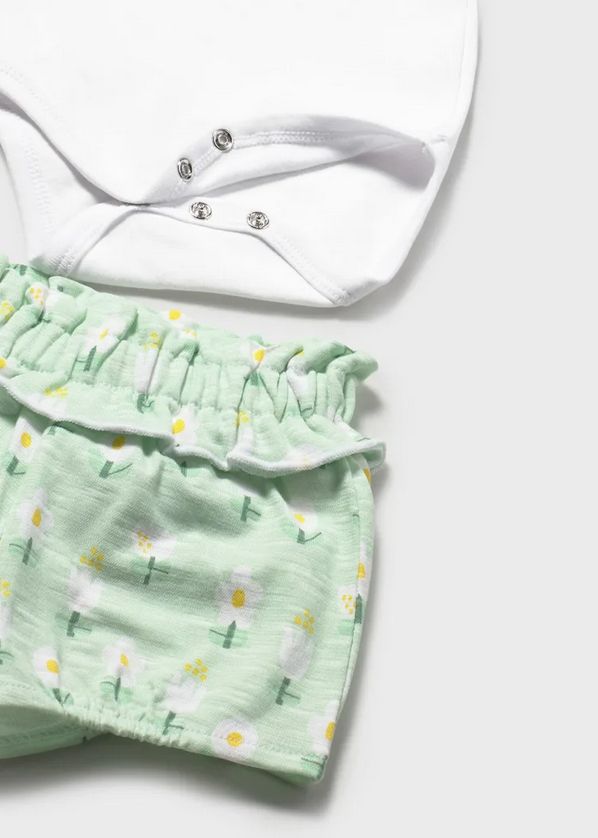 Mayoral 1640 Baby Girl's Lace Trim Onesie & Short Set 2PC