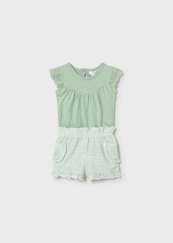 Mayoral 1640 Baby Girl's Lace Trim Onesie & Short Set 2PC