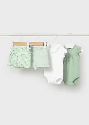 Mayoral 1640 Baby Girl's Lace Trim Onesie & Short Set 2PC/