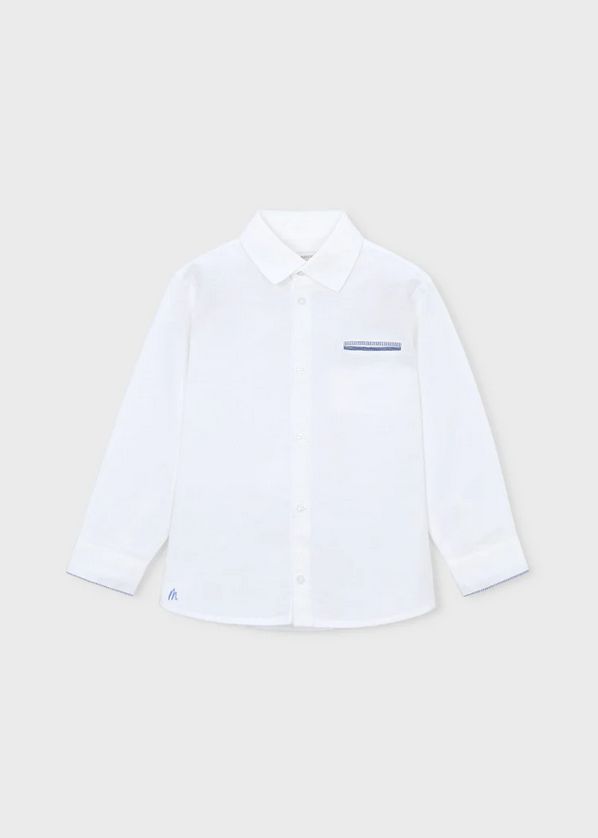 Mayoral 3117 Boy's Junior Long Sleeve Textured Linen Dress Shirt