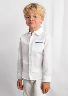 Mayoral 3117 Boy's Junior LS Textured Linen Dress Shirt/