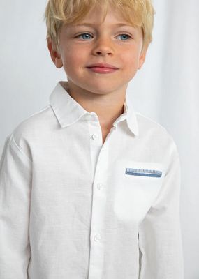 Mayoral 3117 Boy's Junior LS Textured Linen Dress Shirt/