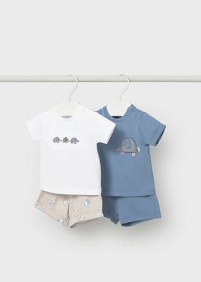 Mayoral 1652 Baby Boy's Embroidered T-Shirt & Short Set/