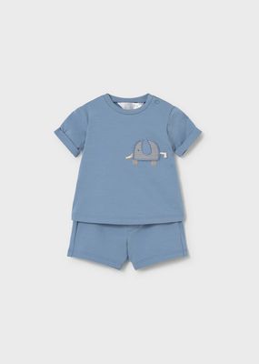 Mayoral 1652 Baby Boy's Embroidered T-Shirt & Short Set/
