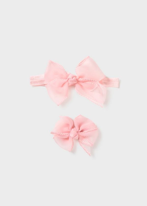 Mayoral 9079 Girl's Mesh Bow Headband & Hairclip Set 2PC