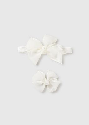 Mayoral 9079 Girl's Mesh Bow Headband & Hairclip Set 2PC