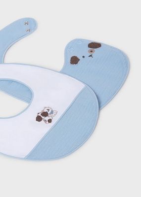 Mayoral 9074 Baby Boy's Puppy Embroidery Bib Set 2PC/CIELO 3M