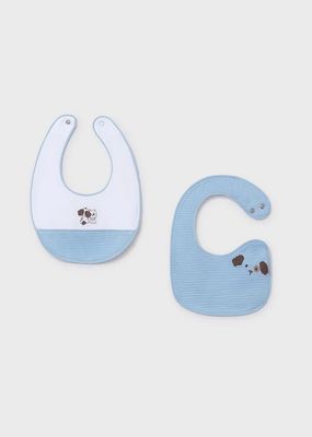 Mayoral 9074 Baby Boy's Puppy Embroidery Bib Set 2PC/CIELO 3M