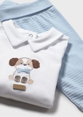 Mayoral 1501 Baby Boy's Long Sleeve Embroidered Puppy Top & Leg Warmer Set 2PC