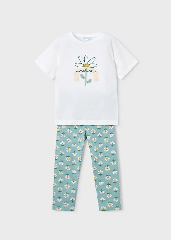 Mayoral 3727 Girl's Junior Short Sleeve T-Shirt & Legging Set 2PC