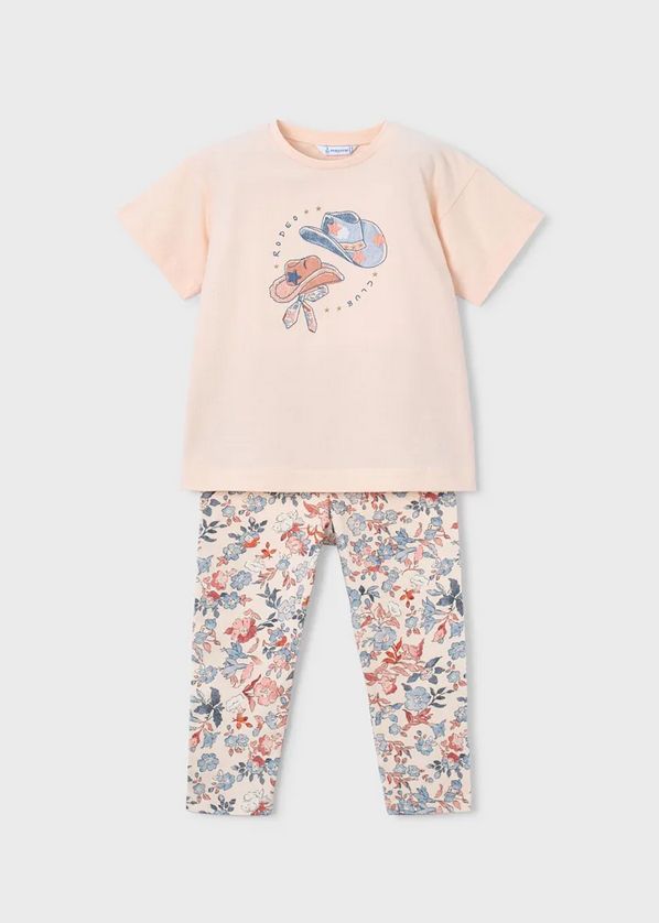 Mayoral 3727 Girl's Junior Short Sleeve T-Shirt & Legging Set 2PC