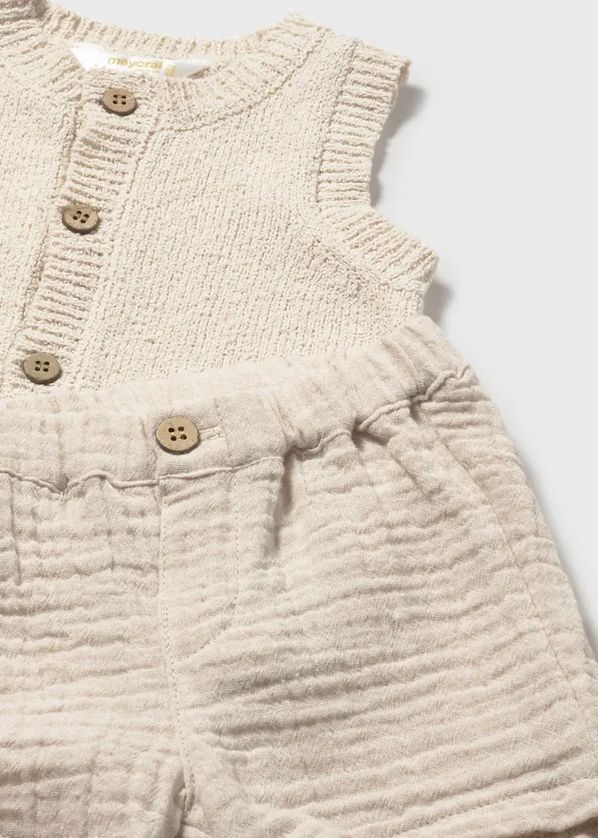 Mayoral 1279 Baby Boy's Short Sleeve T-Shirt, Knit Seater Vest & Shorts Set 3PC