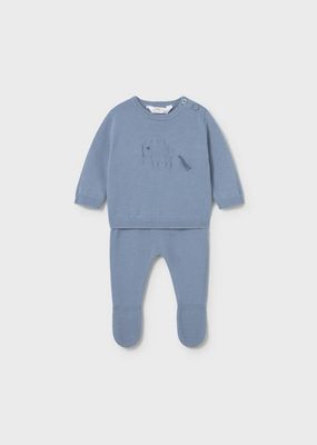 Mayoral 1502 Baby's Long Sleeve Embroidery Top & Knit Leg Warmer Set 2PC