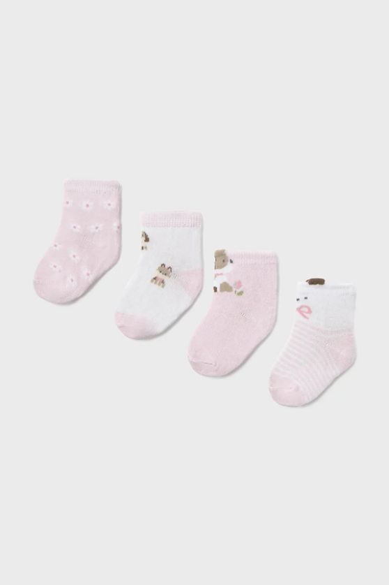 Mayoral 9054 Baby Girl's Floral Sock Set 4PC/ROSA