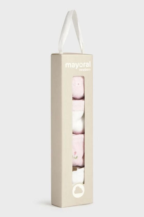 Mayoral 9054 Baby Girl's Floral Sock Set 4PC/ROSA