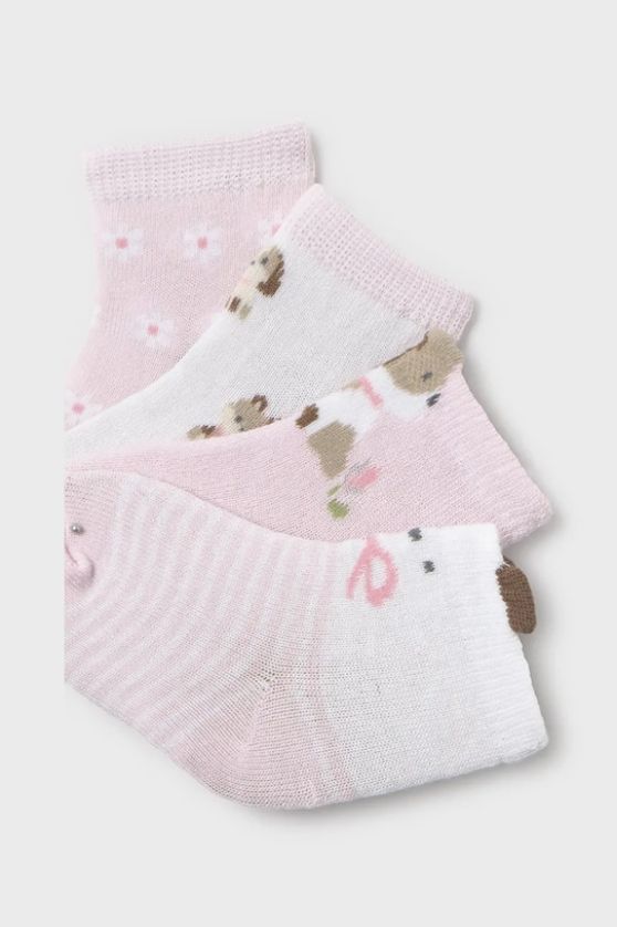 Mayoral 9054 Baby Girl's Floral Sock Set 4PC/ROSA