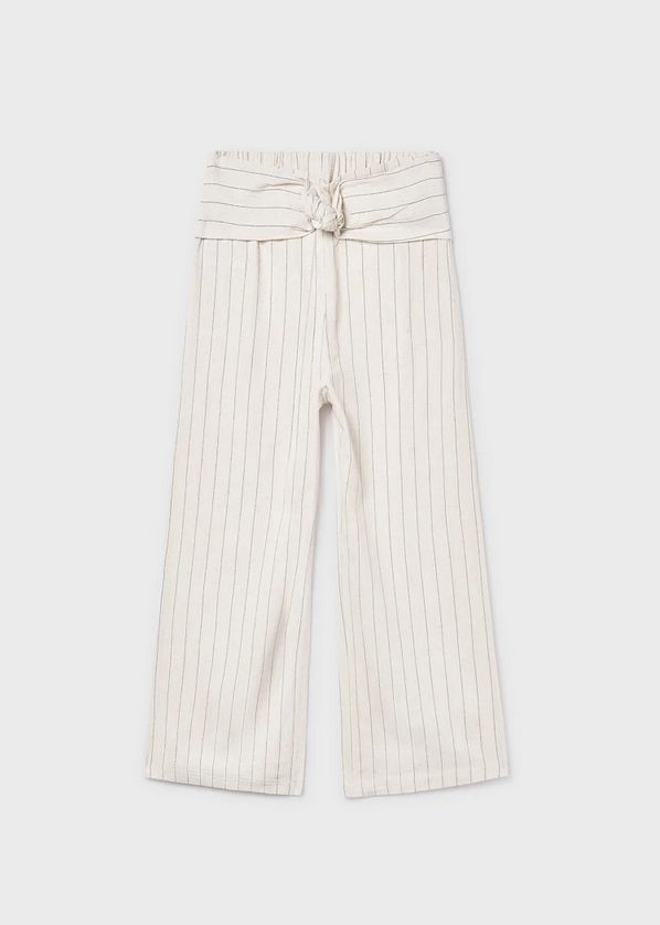 Mayoral 6576 Girl's Youth Stripe Linen Pants w/ Front Knot – Lino