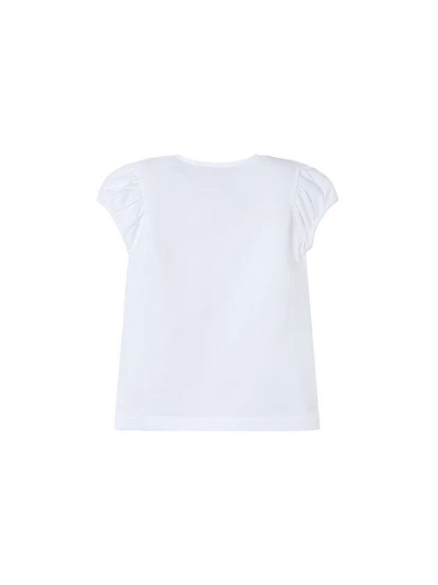 Mayoral 3003 Girl's Junior Short Sleeve Puff Sleeve & Openwork Knit Top