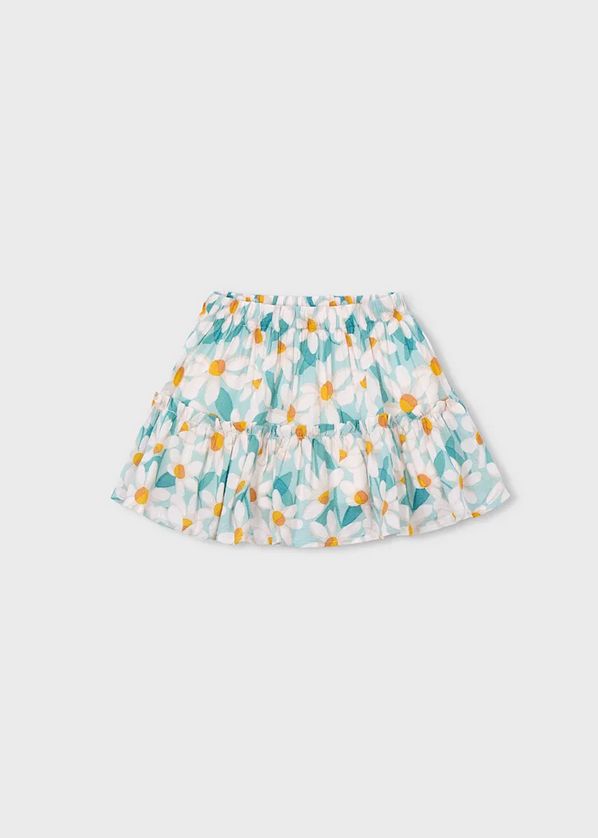 Mayoral 3002/ 3903 Girls Jr Printed Top & Floral Skirt /2PC – White - Lago