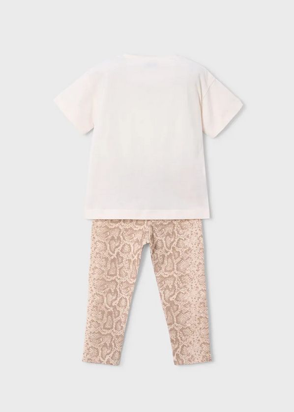 Mayoral 3727 Girls Jr Top & Legging Set/ 2PC/ BEIGE SNAKESKIN PRINT