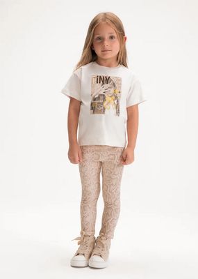 Mayoral 3727 Girls Jr Top & Legging Set/ 2PC/ BEIGE SNAKESKIN PRINT /