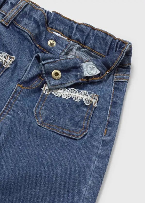 Mayoral 1104/ 1511 Baby Girls Knit Short Sleeve Detailed Polo & Jean Set/ 2PC – Crudo-Oscuro