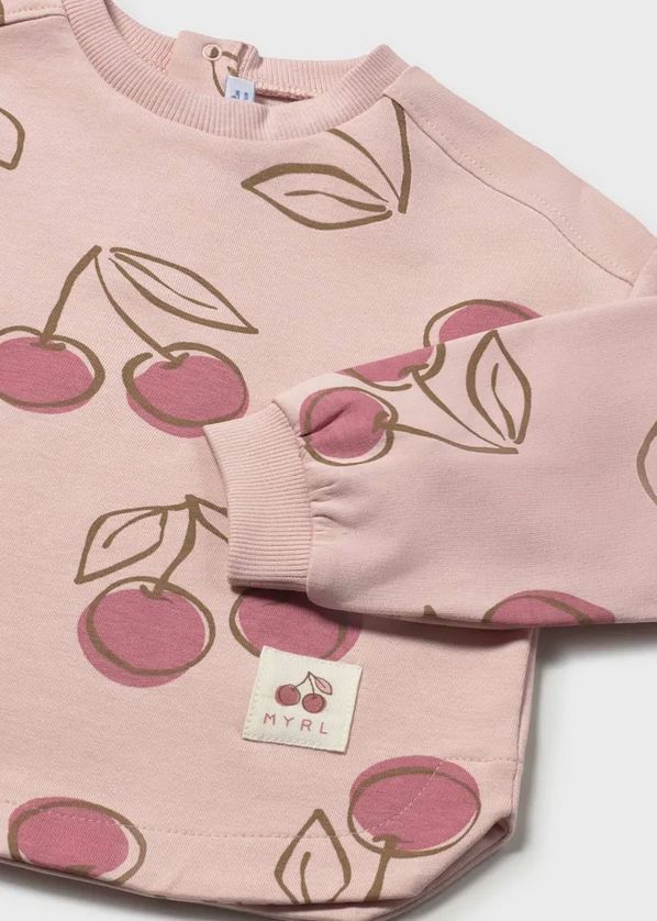 Mayoral 1495-1510 Baby Girl's Twill Trouser & Long Sleeve Cherry Top