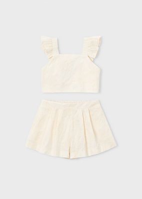 Mayoral 3235 Girl's 2pc Top & Bottom Linen Set/