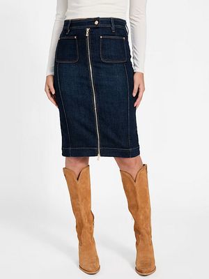 Guess W6RD0UD6881 Women's Knee Length Skirt w/ Front Zipper/