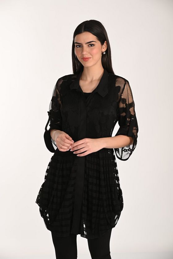 Frank Lyman 266566 Women's Long Sleeve Sheer Knit Blouse