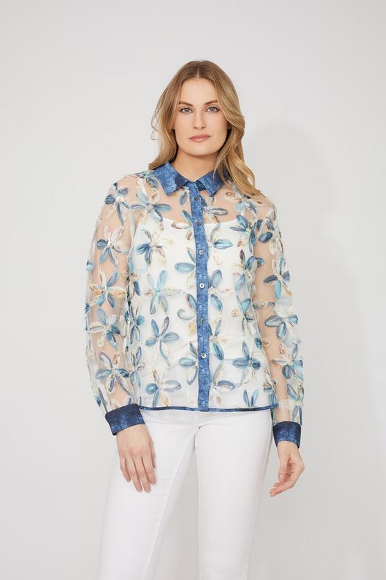 Frank Lyman 266527 Women's Mesh Blouse w/ Tank Top