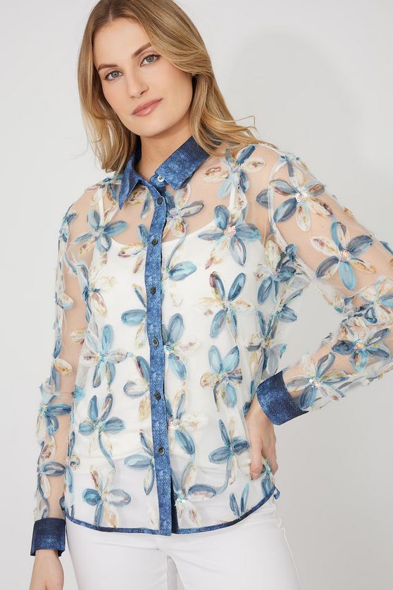 Frank Lyman 266527 Women's Mesh Blouse w/ Tank Top