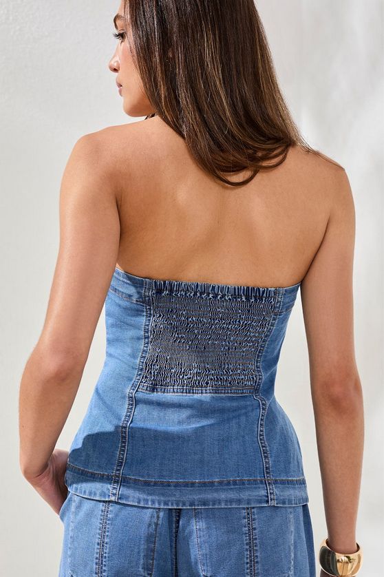 Tribal 6182O-3111 Women's Button Down Denim Bustier