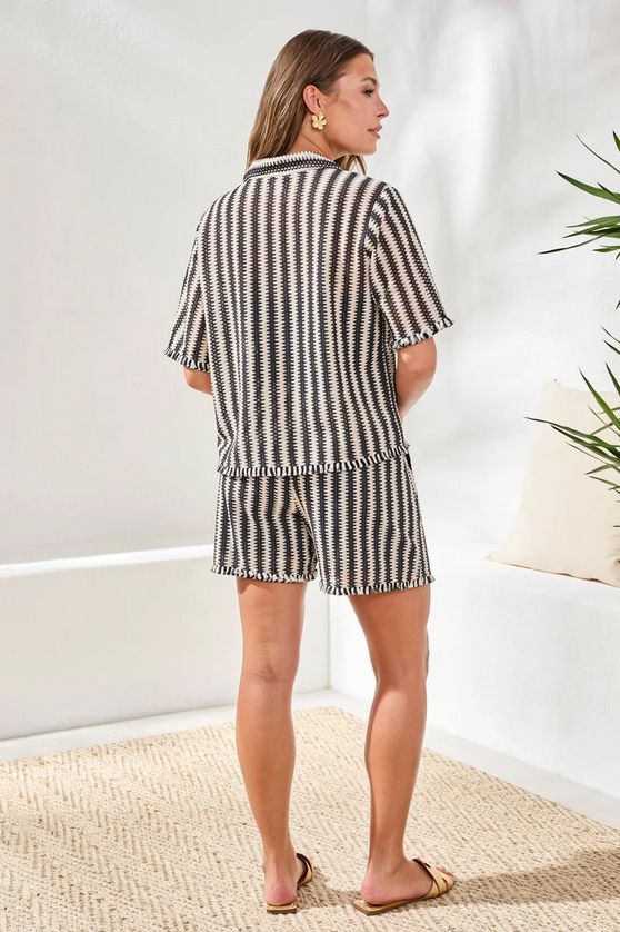 Tribal 3004O Women's Short Sleeve Front Button Top