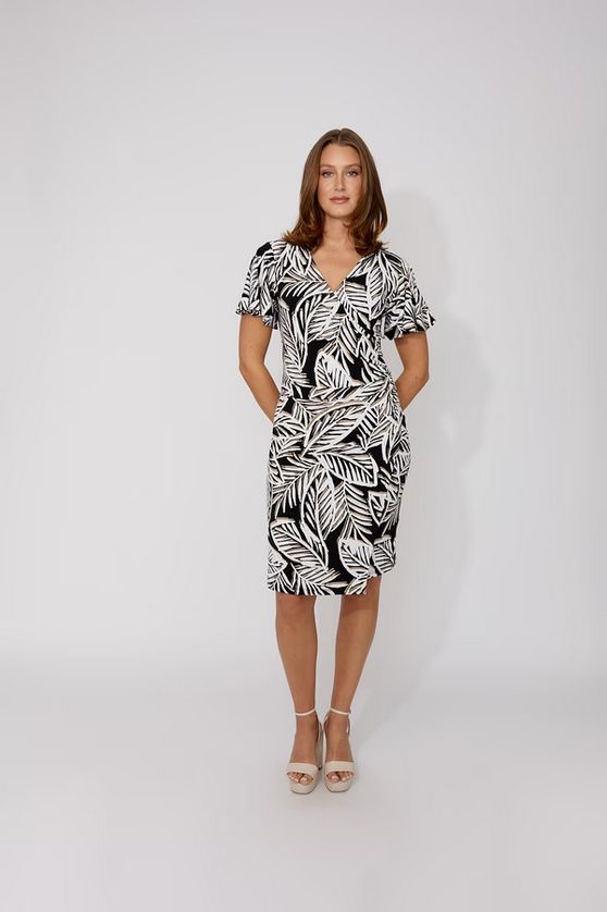 Frank Lyman 266407 Women's Short Sleeve V-Neck Knit Dress