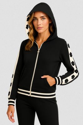 ORLY 261332 Women's LS Zip-Up w/ Floral SLV/
