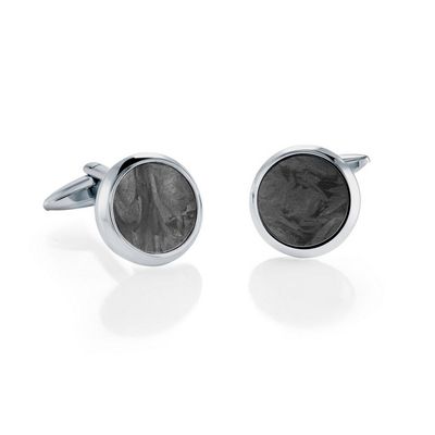 Italgem CL63 Men's S.Steel Carbon Fibre Round Cufflinks